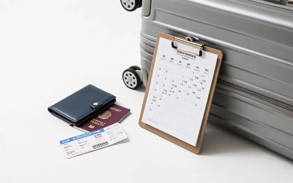 世界杯比赛日程倒推规划表与旅行物品清单静物